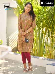 Hermosa ropa de fiesta Rosa recta Kurta Sharara y Dupatta Set Ropa étnica india Listo para usar Seda a fuego lento Kurtis largos simples - Product Image 4