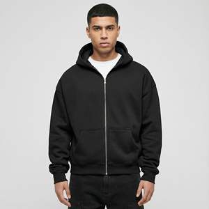 Sweat-shirt à capuche surdimensionné de haute qualité avec logo personnalisé, en coton, double fermeture éclair, polaire lourd, à capuche zippée pour homme - Product Image 1