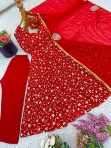 Entièrement cousu et prêt à porter Net Party magnifique couleur belle séquence travail énorme Flair motif Anarkali robe Dupatta ensemble femmes - Product Image 3