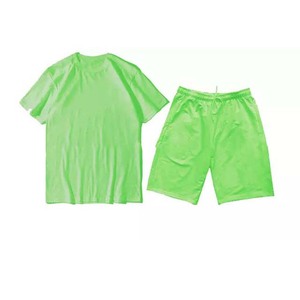 T-shirt à manches courtes pour homme, ensemble 2 pièces, short uni, 65% coton, 35% polyester, logo personnalisé, qualité, été - Product Image 5