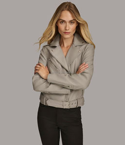 Bomber de cuero genuino de alta calidad para mujer/chaqueta de Moto de lona de punto transpirable prendas de vestir exteriores cómodas para mujer - Product Image 1