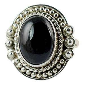 Bague pour femme en argent sterling 925 Navya Craft avec onyx noir, taille 4, pour Noël, la Saint-Valentin, cadeau pour femme, certifiée IGI - Product Image 1