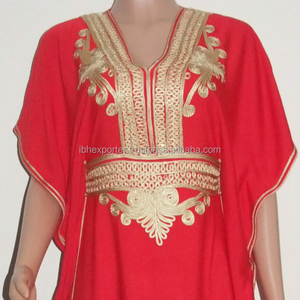 Short Sleeves High Quality and Light Weight Fabric <b>Kaftan</b> With Beautiful Golden Embroidery on Front - Product Image 1