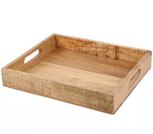 Plateau rectangulaire en bois fait main de couleur naturelle avec poignée pour la décoration de restaurant et de maison-Direct by decor impex - Product Image 1