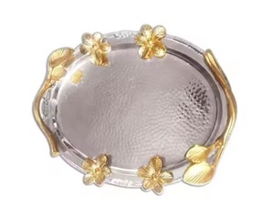 Best Selling Customized Metal <b>Serving</b> Tray Elegant Tabletop <b>Platter</b> for Home Use Excellent Quality for Food Occasions Wholesale - Product Image 1