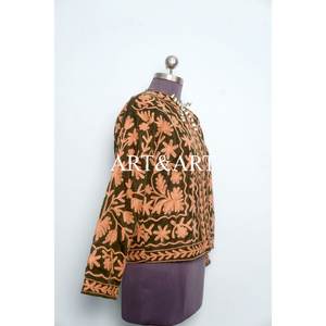 Women Embroidered <b>Velvet</b> Suzani Full Sleeves <b>Quilted</b> Eco-Friendly Cotton High Quality Jacket Gift - Product Image 4