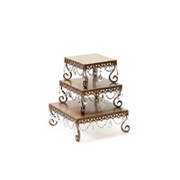 Ensemble de supports à gâteau en métal orné de cristaux |   Présentoir à desserts vintage glamour à étages, fait main, antiadhésif, écologique, résistant à la chaleur