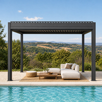 Pergola bioclimatique en aluminium motorisée avec toit à lamelles, design haut de gamme, imperméable, pour patio extérieur