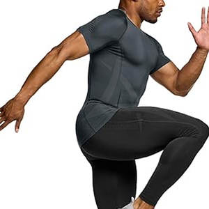 T-shirt de compression pour homme, coupe classique, athlétique, manches courtes, écologique, respirant, en élasthanne/polyester, séchage rapide pour - Product Image 6