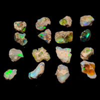 Opal Ethiopia 100% Alami Berkualitas Tinggi Batu Permata Lepas Mentah Dipoles untuk Pembuatan Perhiasan Warna Unik Berubah Optik Potongan Oktagon