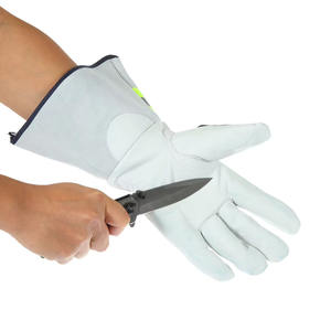 Guantes de impacto de cuero blanco y negro TPR Guantes de seguridad de piel de vaca anticorte para soldar - Product Image 4