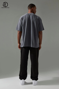 Ropa de calle personalizada para hombre, camiseta de peso pesado 220 GSM, algodón blanco, manga corta, holgada, de gran tamaño, estilo hombro caído, Stock - Product Image 5