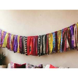 Handmade Upcycled Old <b>Silk</b> Sari Saree Window Valance Garland Hippie Bohemian-Themed <b>Curtains</b> Valances for Indoor Outdoor Party - Product Image 3