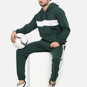 Survêtements de sport 2 pièces pour hommes-Survêtements d'hiver à manches longues-Survêtements à capuche à motif solide - Product Image 1