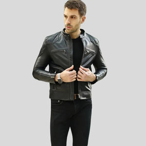 El último diseño personalizado hizo su propio diseño Cremallera frontal OEM ODM 2025 Mejor diseño Chaqueta de cuero para hombres a la venta ahora - Product Image 4