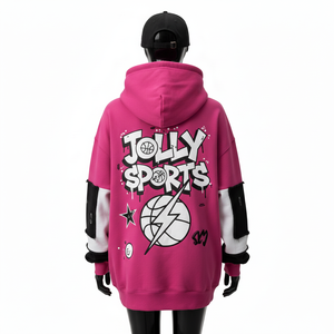 Sweat à capuche oversize pour femme en molleton de coton premium 320 GSM, chaud et doux au toucher, avec panneau contrastant et logo imprimé en relief – Collection basiques - Product Image 2