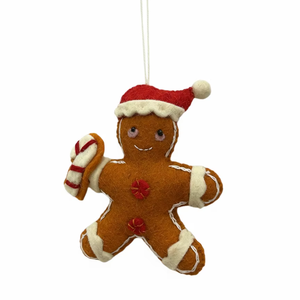 Adorno colgante de hombre de jengibre ecológico de lana hervida hecho a mano, Color personalizado, grandes decoraciones navideñas para niños y adultos - Product Image 1