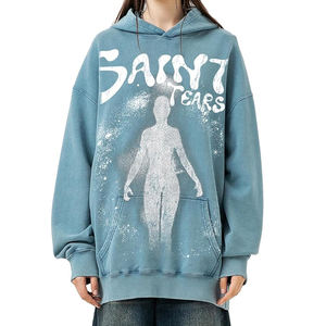 Acid Wash Women Hoodies Pullover Oversized Casual Graphic Print Hooded Vintage Sweatshirt Unisex Street Wear - Product Image 4