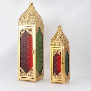 Lot de 2 bougeoirs en bois et métal Lanternes de sol Écologique Résistant à la chaleur Intérieur Extérieur Décoration intérieure Noël Pâques - Product Image 2