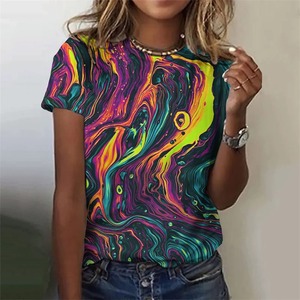 Top qualité femmes 3D Art peinture col rond femmes T-Shirts femmes respirant décontracté t-shirts sublimé chemise Falak Impex - Product Image 5