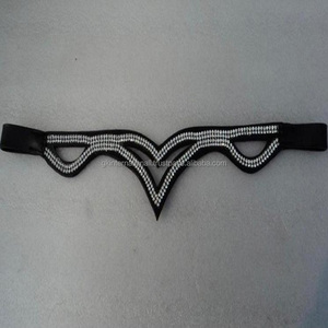 Banda de cuero genuino para cejas de caballo, cadena de diamantes de imitación transparente en todos los tamaños personalizados, Doble V, negro, hecho a mano - Product Image 4