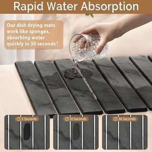 Tappetini Asciugapiatti CF ad Asciugatura Rapida Design Marmo Grigio Pieghevole Assorbente in Terra Diatomacea - Product Image 5