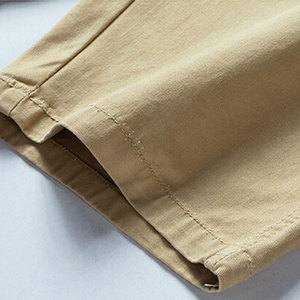 Short à taille élastique et à cordon de serrage pour hommes, 100% coton, motif uni, tenue décontractée, tissu en toile, poche, séchage rapide - Product Image 4