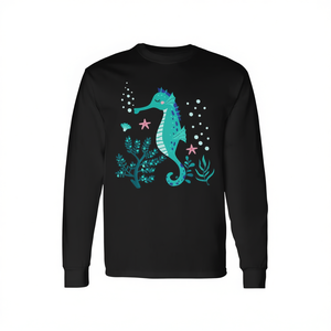 Camiseta de Manga Larga con Diseño de Caballito de Mar para Niños, Promocional, Diseño de Animales de Acuario - Product Image 2