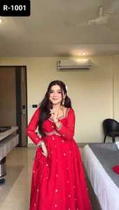 Vêtement traditionnel indien Foux Georgette Anarkali robes avec fil Sequnce travail pour mariage et Festival porter Salwar Kameez costume - Product Image 3