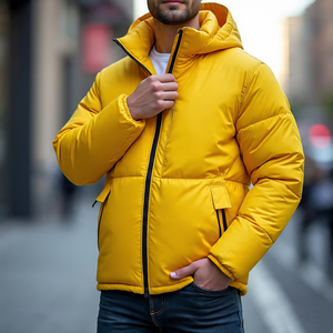 Veste matelassée pour homme Veste bombardier décontractée d'hiver chaude zippée Veste matelassée coupe-vent à capuche et fermeture éclair Veste matelassée en duvet pour homme - Product Image 5