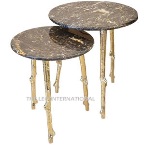 Lot de 3 tables d'appoint en aluminium, métal, couleur argent, meubles tendances de luxe uniques pour la maison et les hôtels - Product Image 6