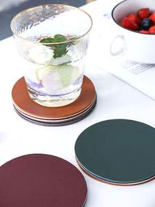 Elegant rustic leather coasters with high quality handmade look and premium <b>protection</b> for <b>table</b> surfaces - Product Image 4