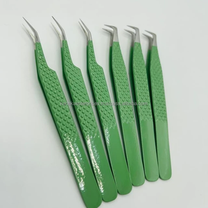 Pinzas para Extensión de Pestañas de Acero Inoxidable Antiestáticas y Antimagnéticas con Punta Puntiaguda Verde Claro, Mango Cómodo, Logotipo Personalizado - Product Image 3