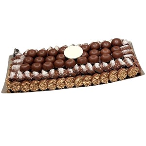 Bandeja de chocolate decorativa de plata moderna bandeja de chocolate de metal hecha a mano bandeja de servicio de plata redonda elegante para bodas y eventos - Product Image 3