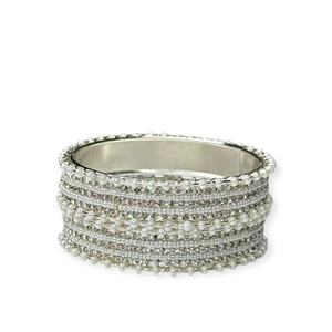 Silver Finish <b>Pearl</b> Designer Trendy Bangles Elegant Bridal Wedding & Party Wear Premium Imitation Jewellery at Wholesale Price - Product Image 2