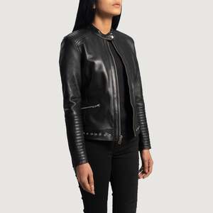 Chaqueta de Motociclista Haley Ray Autumn en Cuero Negro - Product Image 3
