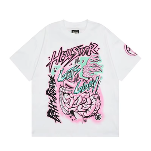 เสื้อยืดฮิปฮอปสำหรับทั้งชายและหญิงผ้าคอตตอนระบายอากาศได้สำหรับ100% ลำลองพิมพ์ลายโอเวอร์ไซส์ดีไซน์กราฟิก - Product Image 2