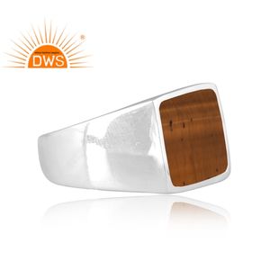 Incroyable Design Sterling Silver Natural Tiger Eye Yellow Gemstone Ring Custom Design Jewelry Manufacturer. - Product Image 3