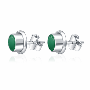 Pendientes Románticos de Ónix Verde Natural con Engaste de Bisel, Plata de Ley Chapada en Rodio, Regalo para Compromiso, Boda o Aniversario - Product Image 3