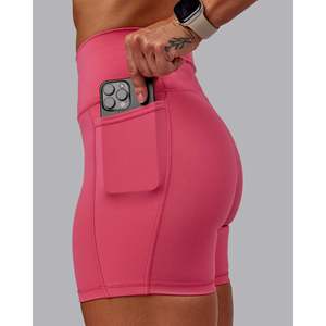 Shorts Ultra Altos Fusion para Mujer, 6 Pulgadas, con Bolsillos, Color Rosa Intenso, Talla XS, para Gimnasio y Uso Casual - Product Image 3
