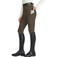 Pantalon d'équitation pour femme Lesam Sports en nylon durable avec genouillères, culotte d'équitation, collants d'entraînement, poches zippées