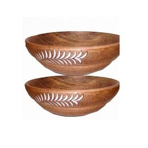 Tazón de madera para servir comida de último diseño con asas de hojas de metal Tazón para servir dátiles de calidad premium en India - Product Image 5