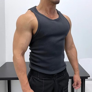 Débardeur d'entraînement sans manches pour homme, été, côtelé, respirant, en coton et fibre de bambou, fitness, stringer, anti-transpiration, sous-vêtement personnalisé - Product Image 3