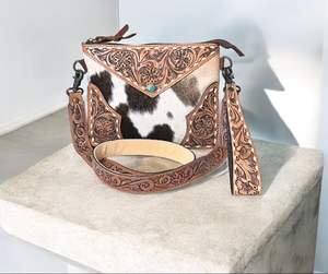 Vente chaude nouveau sac à main en cuir de vachette véritable Style occidental fait à la main avec fermeture à glissière sangle unique pour dames - Product Image 1