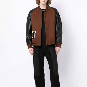 Veste universitaire pour homme de haute qualité OEM avec broderie en chenille et manches en cuir, veste de baseball personnalisée pour les grandes tailles - Product Image 3