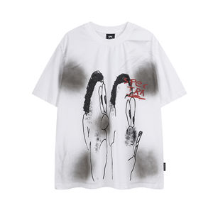 T-shirts d'été 2026 pour hommes, 180g, 100% coton épais, à manches courtes et col en V, couleur unie personnalisable, coupe oversize, infroissables et respirants - Product Image 1