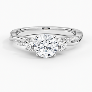 Meilleure vente bague minimaliste en or blanc IGI certifiée coupe trois pierres de laboratoire diamant fait à la main déclaration fêtes de mariage - Product Image 1