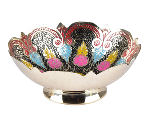 Bol à fruits créatif à fleurs colorées Nouveau design Fancy Hot Selling Metal Craft Round Service Bowl - Product Image 1