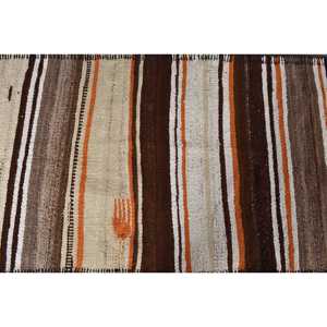 Vintage Turkish Kilim Rug 2.8x6.7 ft, <b>Brown</b> Accent Floral <b>Wool</b> Rug - Product Image 5