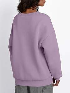 เสื้อสเวตเชิ้ตผู้หญิงคุณภาพสูง ผ้าฟลีซ สวมใส่ได้ทุกวัน สกรีนโลโก้ได้ สีงาช้าง คอเต่า ทรงโอเวอร์ไซส์ เนื้อผ้าหนา - Product Image 2